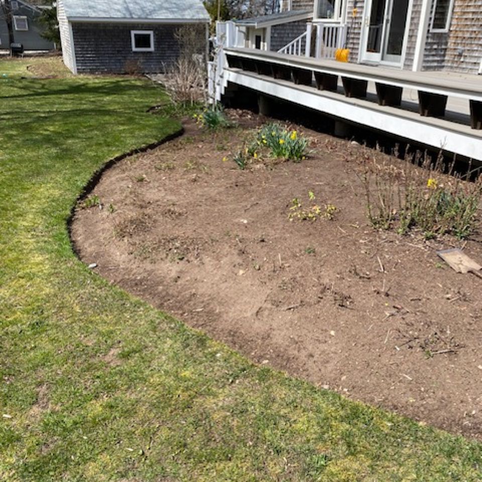 Sullivan mulch backyard deck before 1