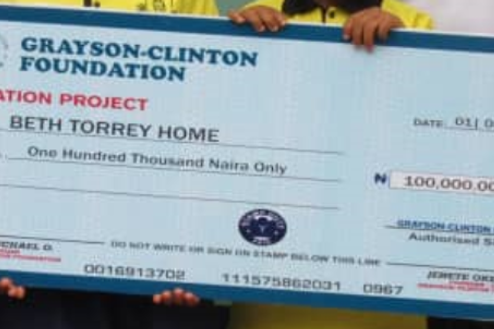 Donation cheque   beth torrey home