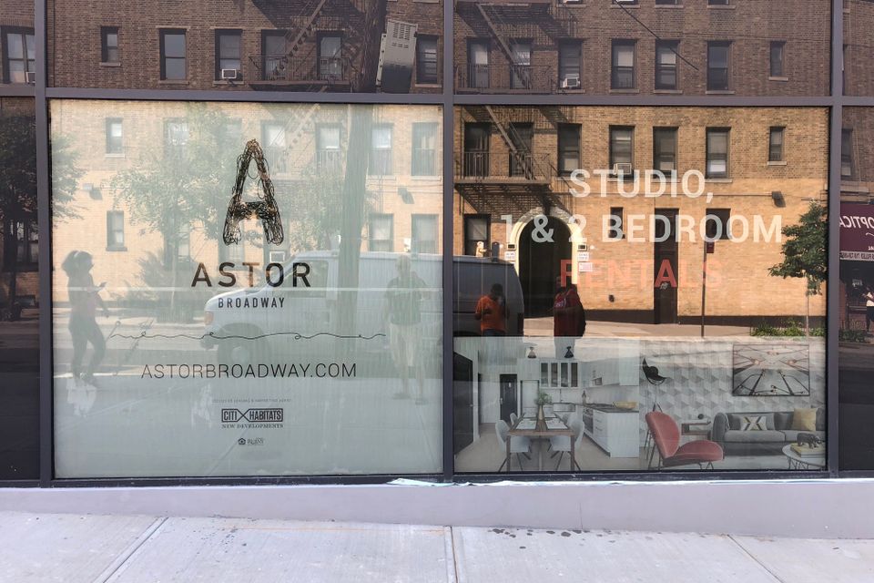 Printed window vinyl graphics for Astor Broadway covering a storefront window