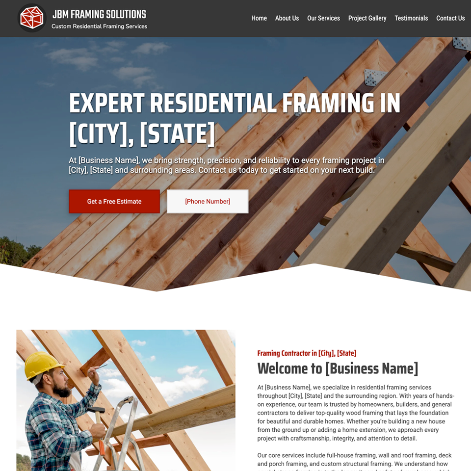Best framing contractor website design theme