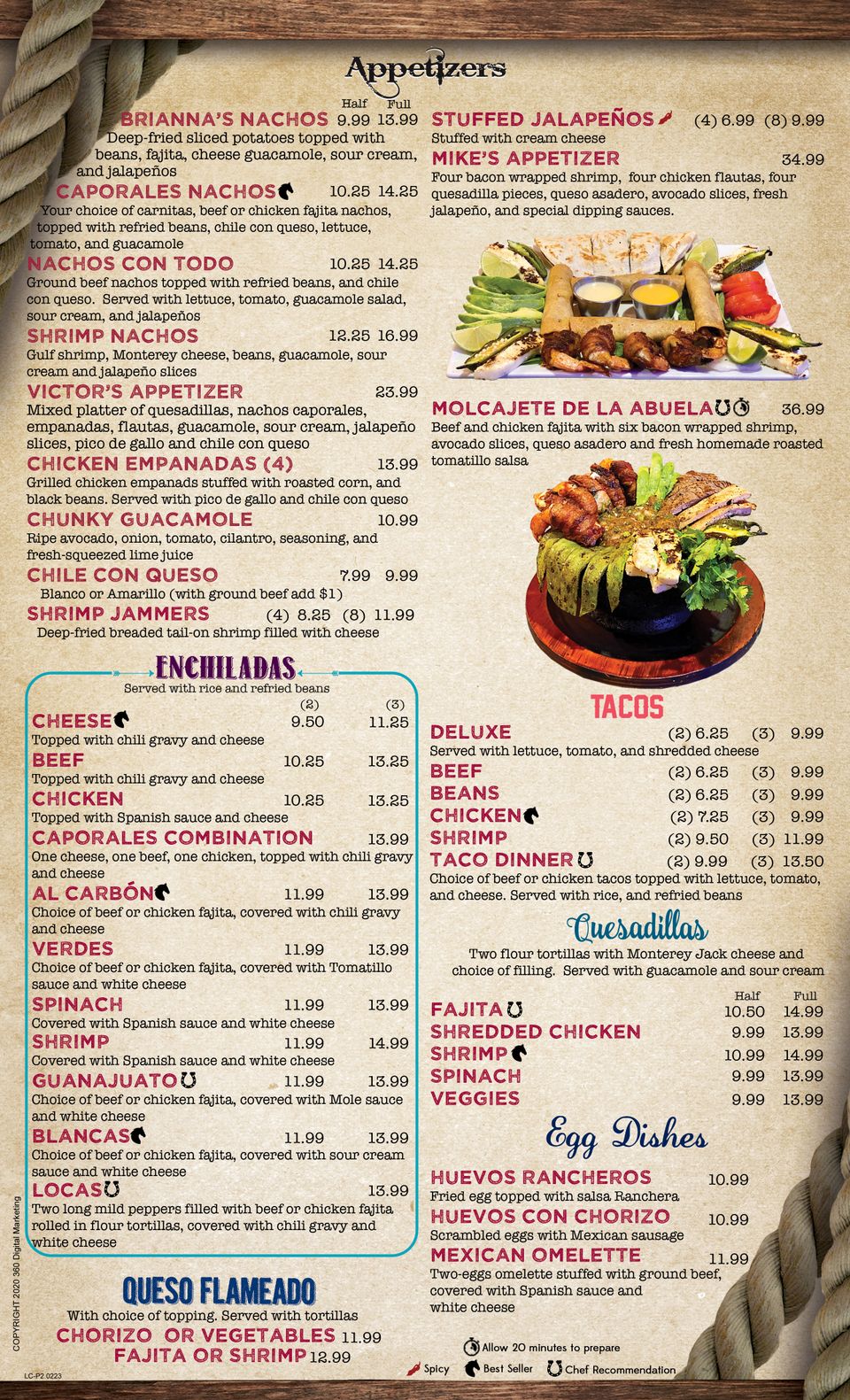 Web menu page2 loscaporales mexican restaurant