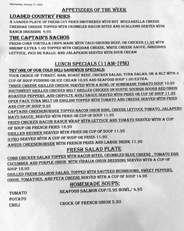 Menu Specials Country Meadows Restaurant 81 Hershey Road