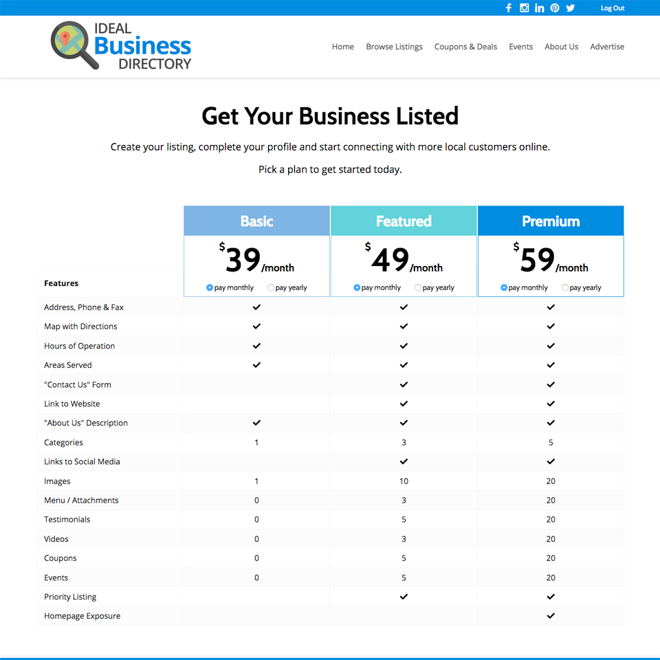 Advertise page