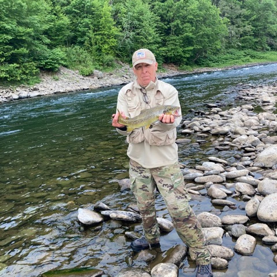  Rosenberger of Lancaster, caught a 21”,  4.5 lb. Brown Trout in the Upper Delaware River in the NY Catskills