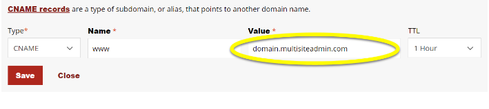 Change cname record