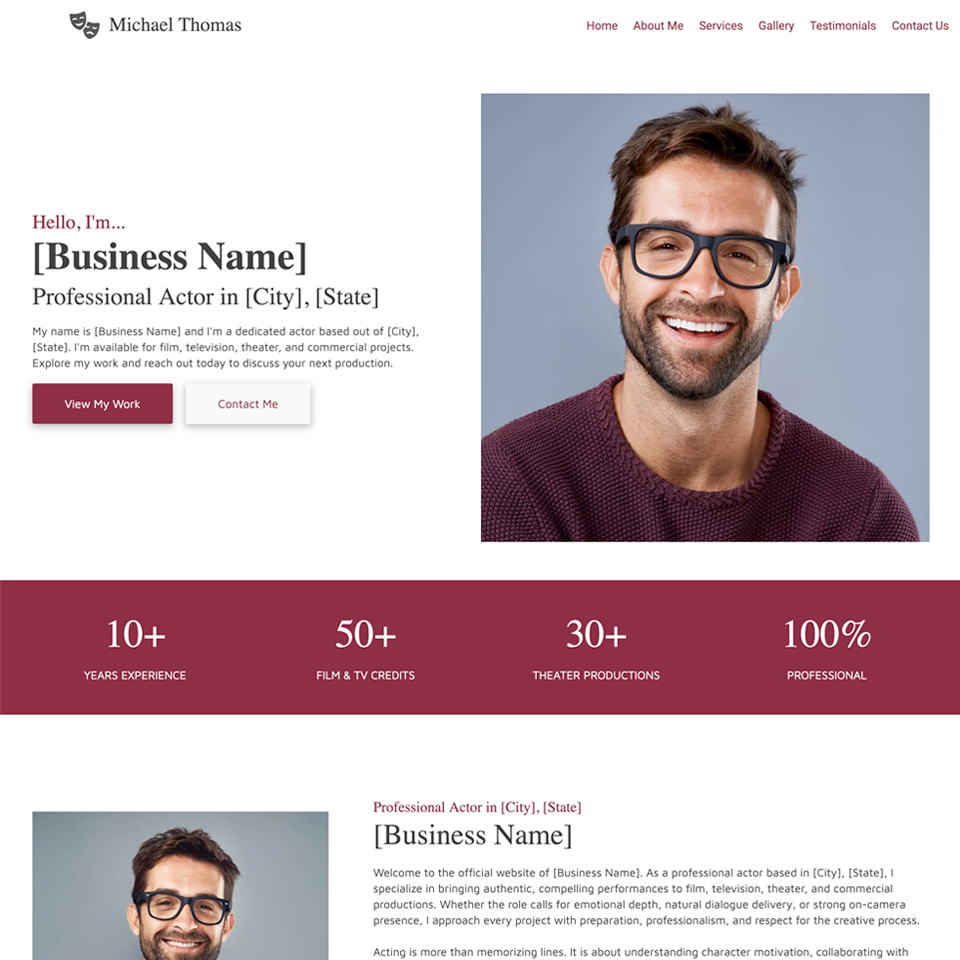 Actor website design theme