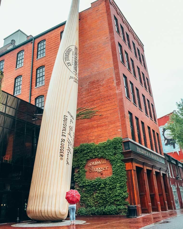 Giant baseball bat at louisville slugger museum on museum row in louisville kentucky