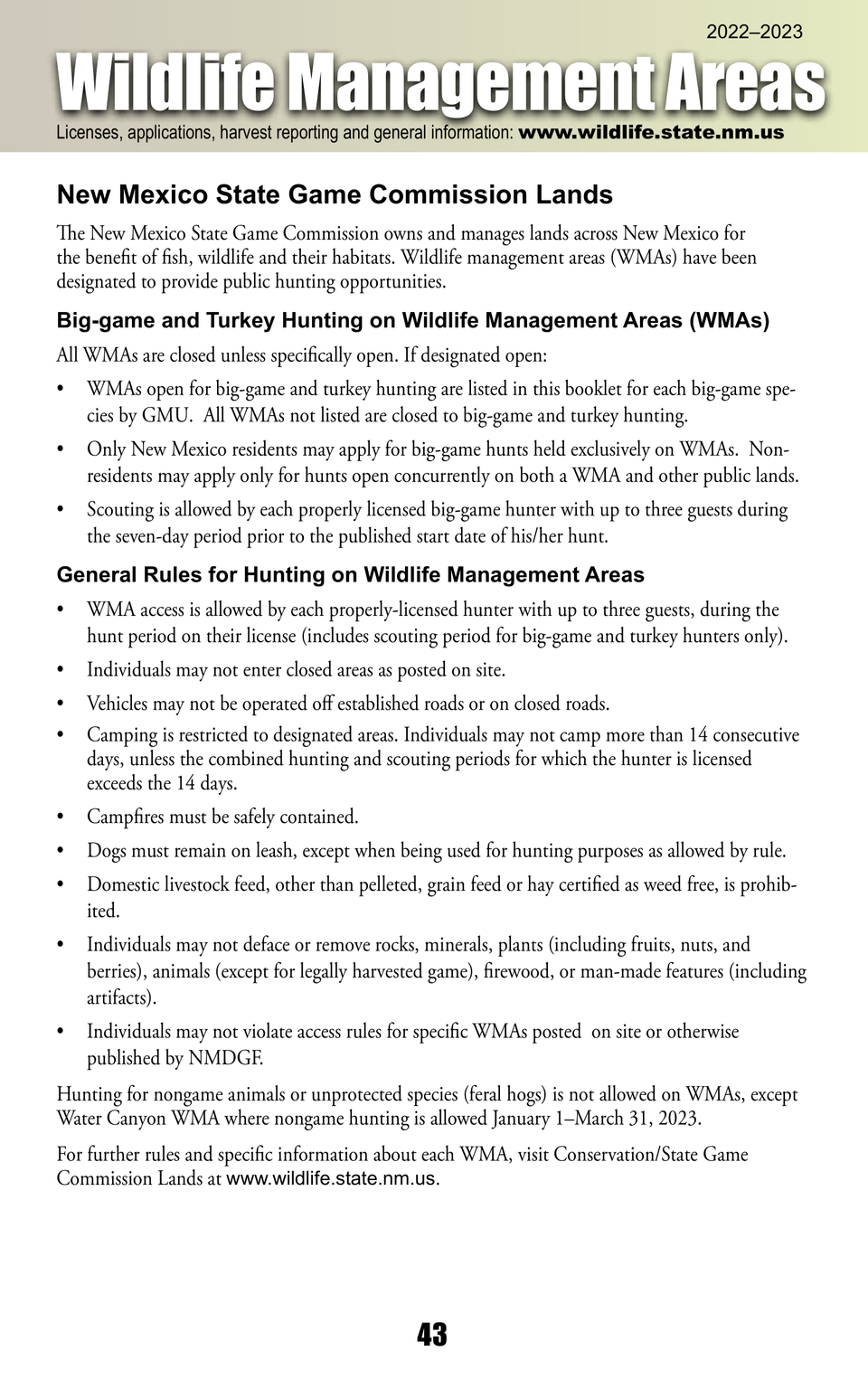 2022 2023 new mexico hunting rules and info 47