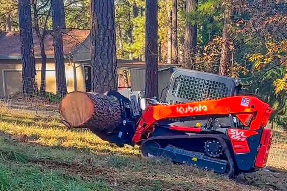 Large-scale tree removal in Placer County featuring ground protection mats and precision cutting to ensure zero impact on the homeowner's landscape and structures.