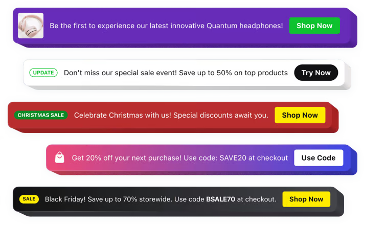 Announcement bar webspace launcher