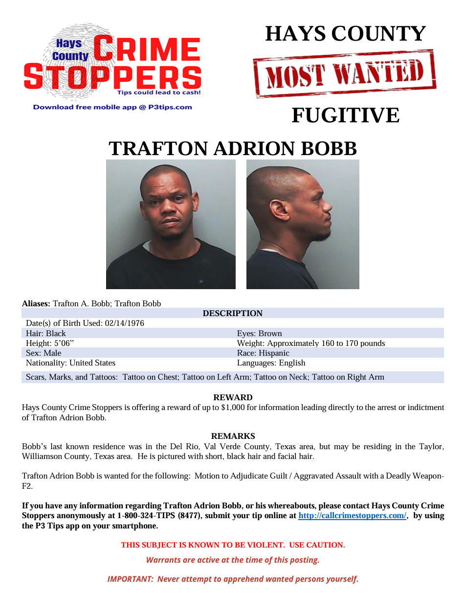 Bobb most wanted poster