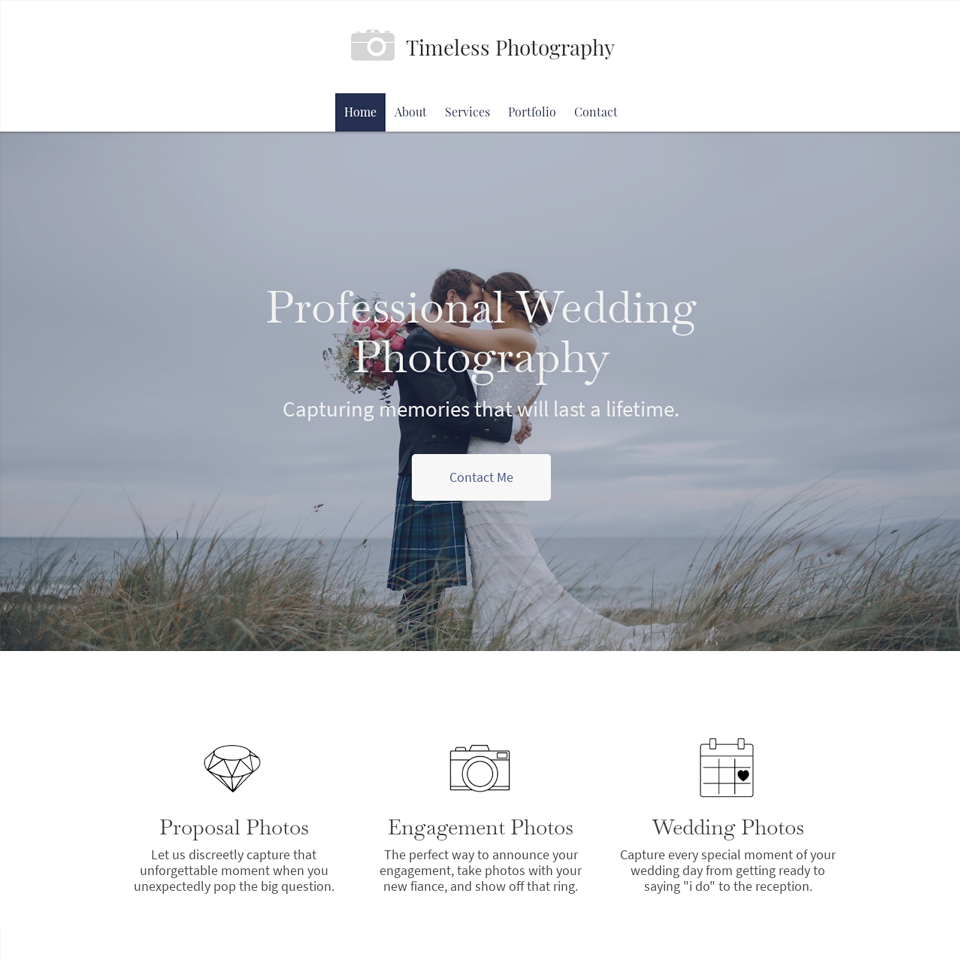 Wedding photographer website design