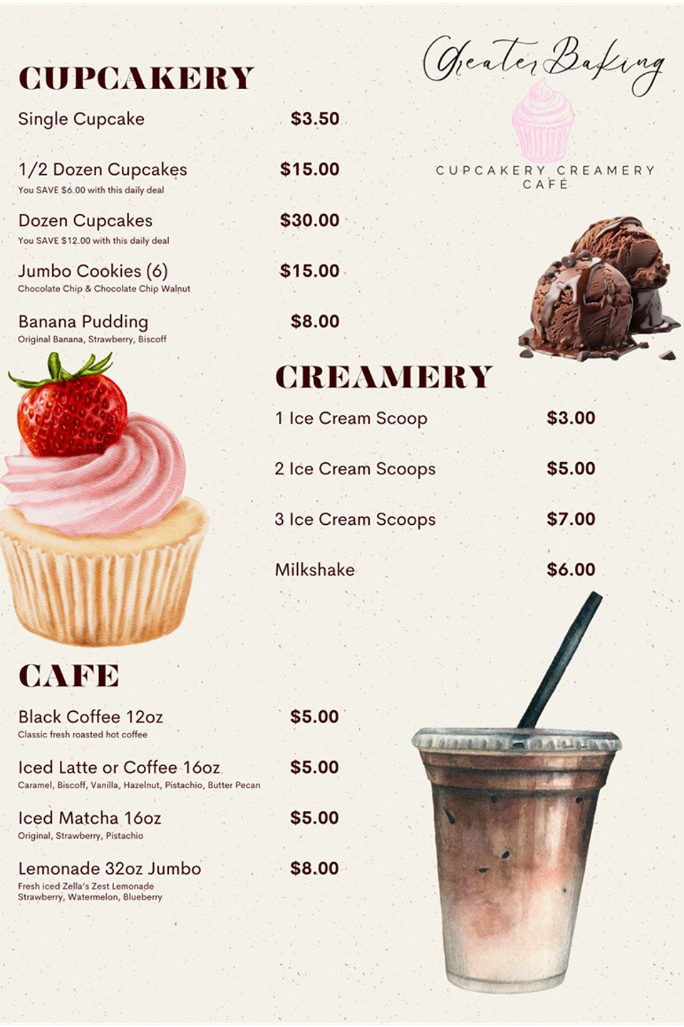 Greater Baking New Menu