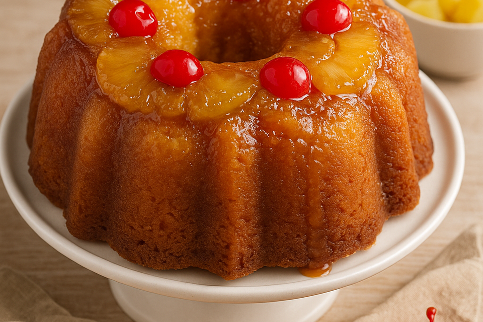 Torta bundt de piña caramelizada