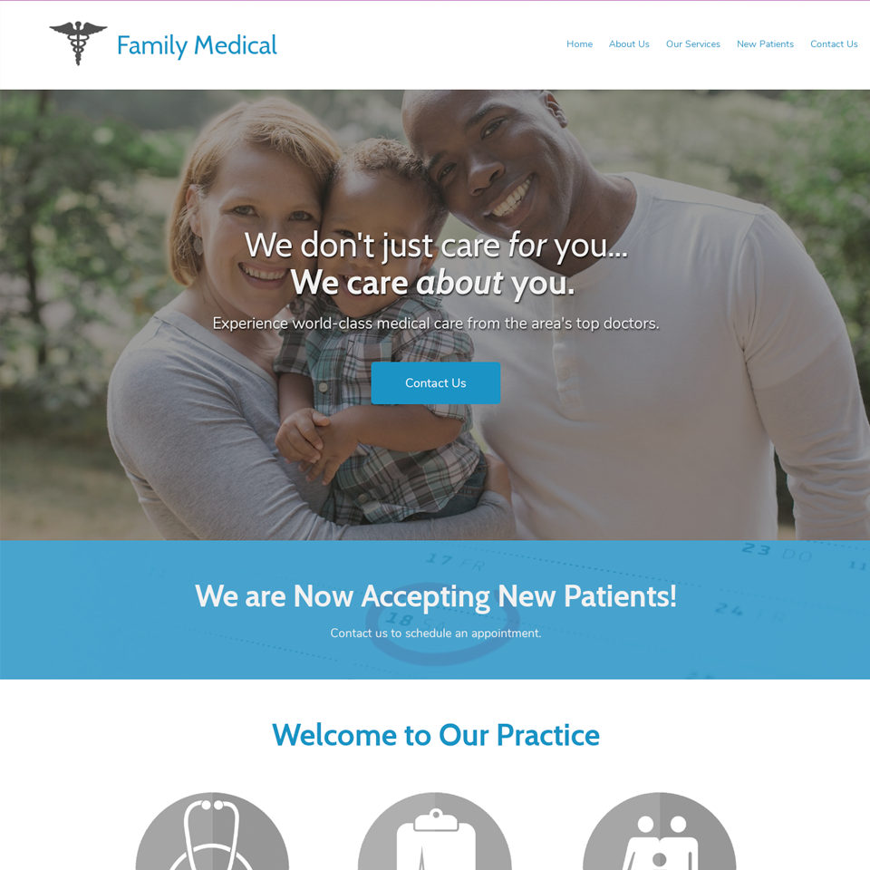 Medical practice website design theme