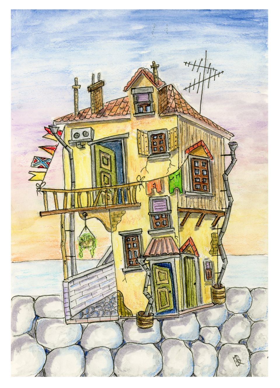 Picture of a whimsical House with Balcon