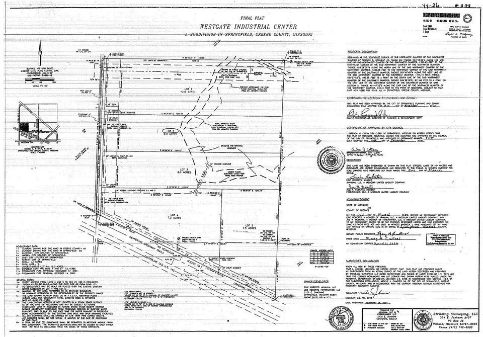 Final plat westgate industrial  center