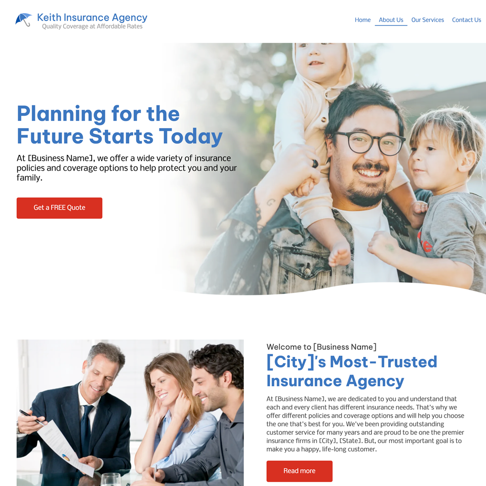 Insurance agency website design theme