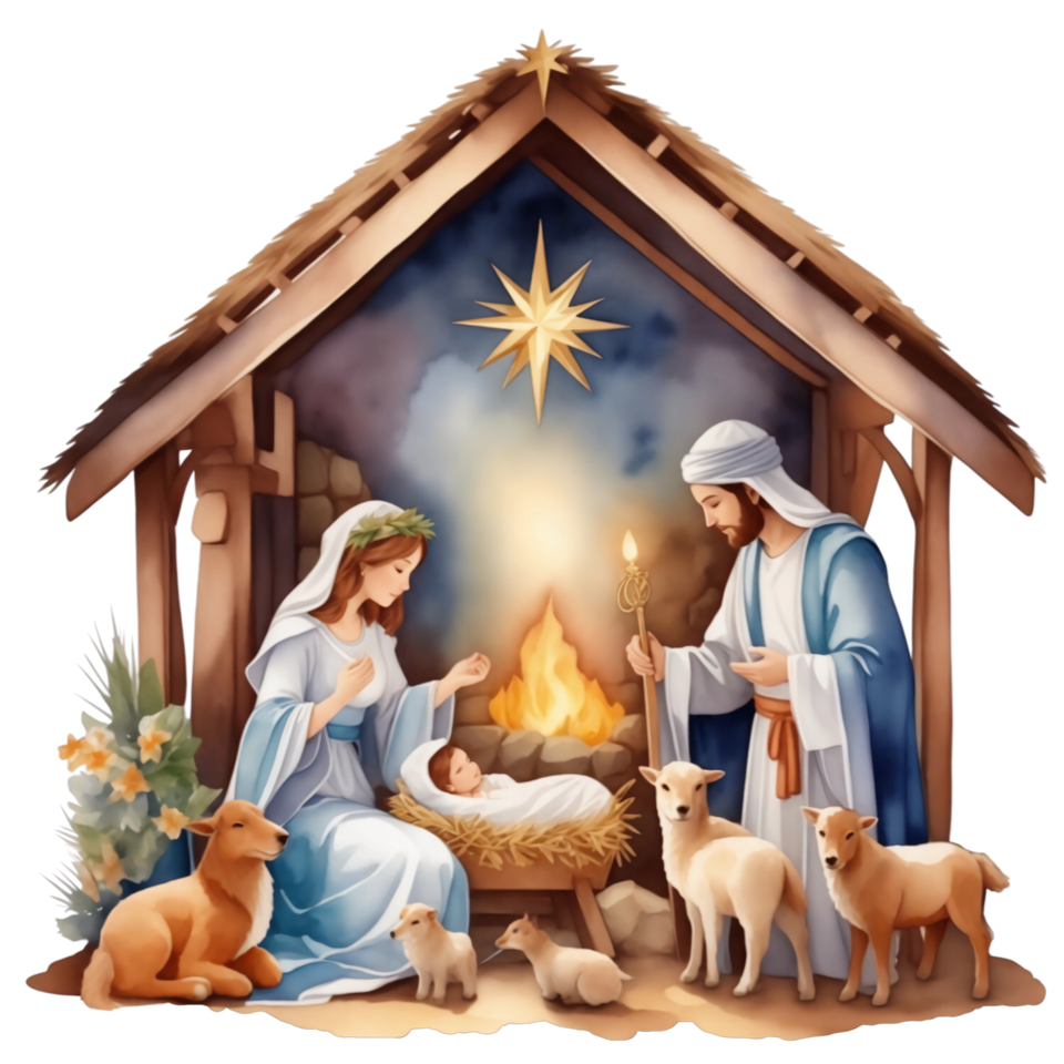 Seasons   christmas nativity watercolor 12