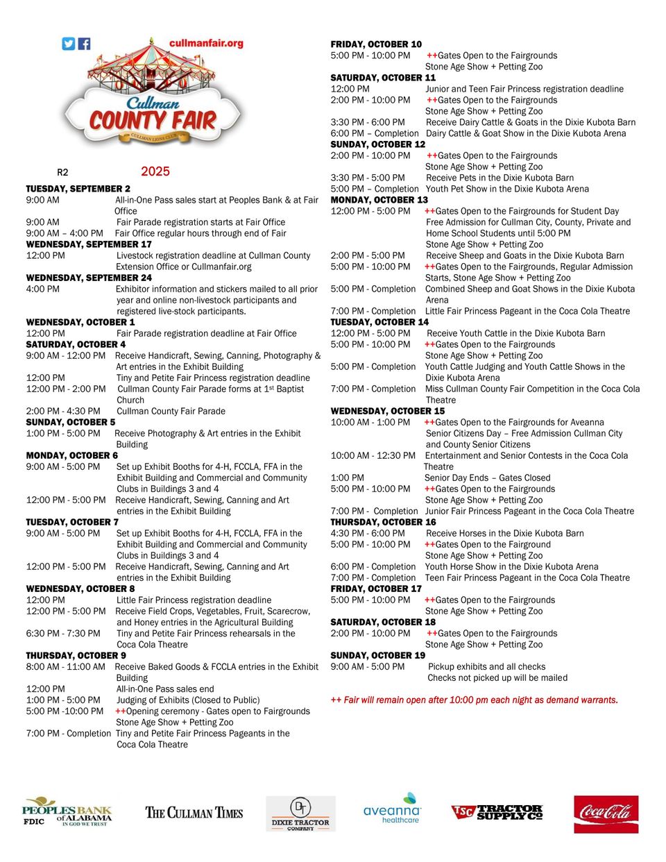 Fair calendar 2025 r2