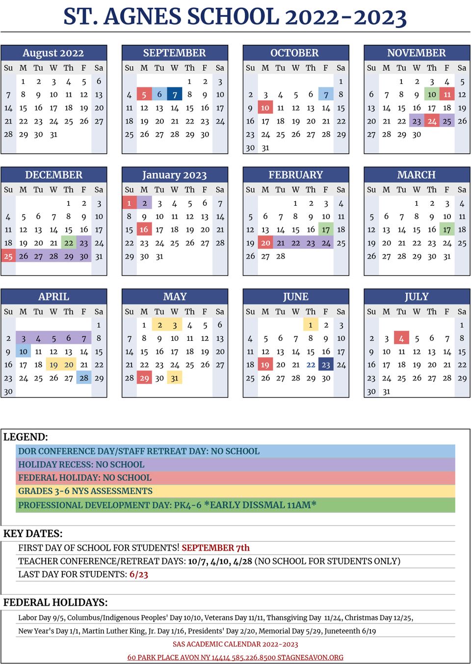 Dor 22 23 sas academic calendar