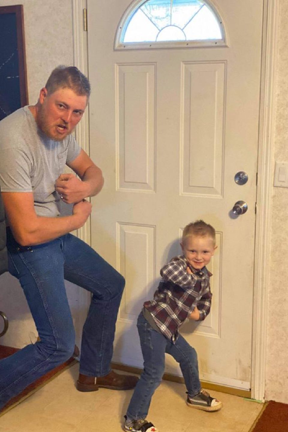 Dore brother and son ready to go build some fence