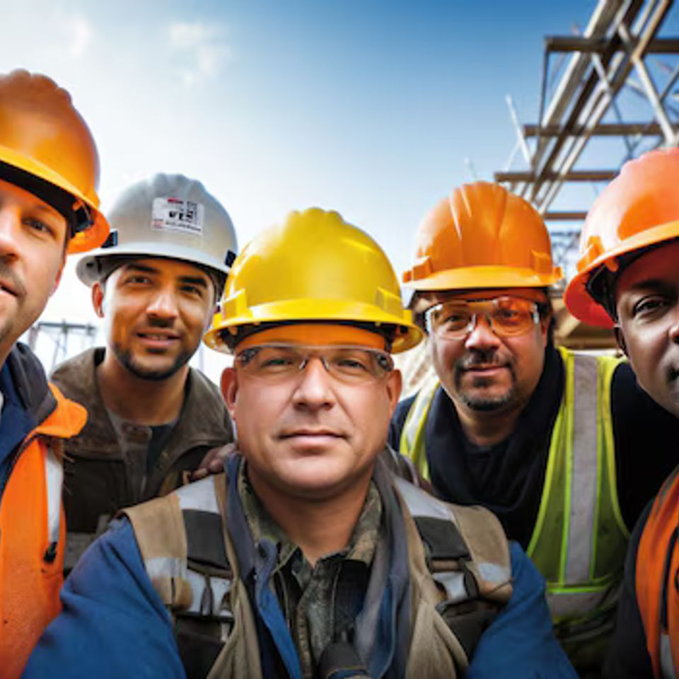 Group construction workers uniform 132358 21334