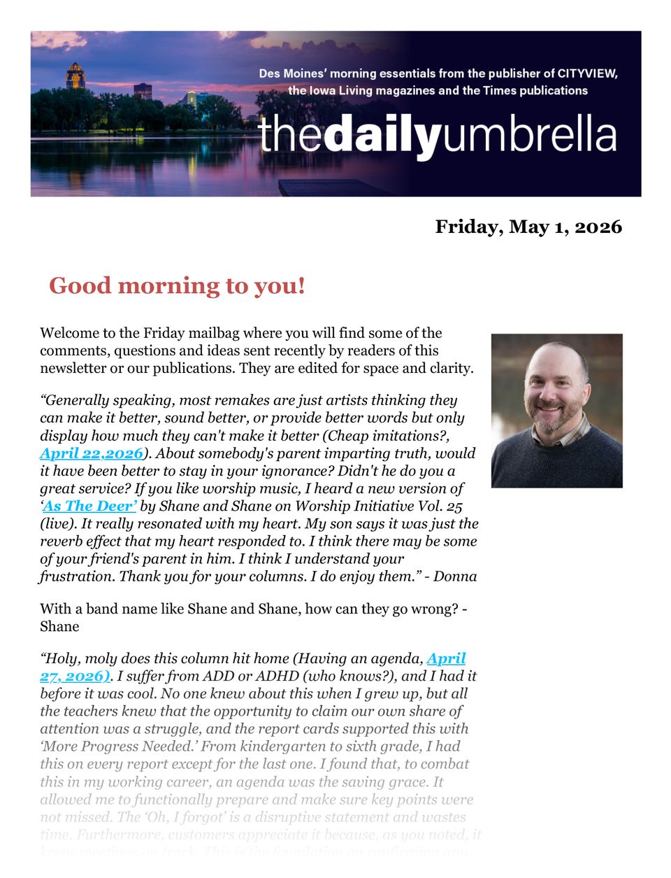 Daily umbrella may 1  nitrate removal facility has been running for 107 days  whiskey woes and derby day  what kind of car does an egg drive  1