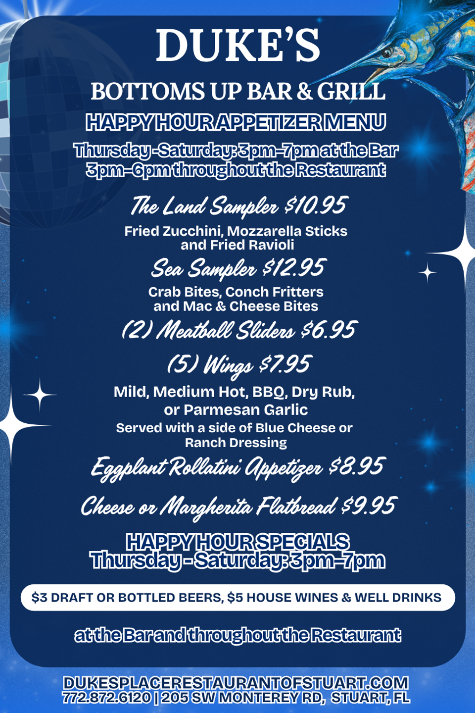 Duke's happy hour appetizer menu 1.20.2026