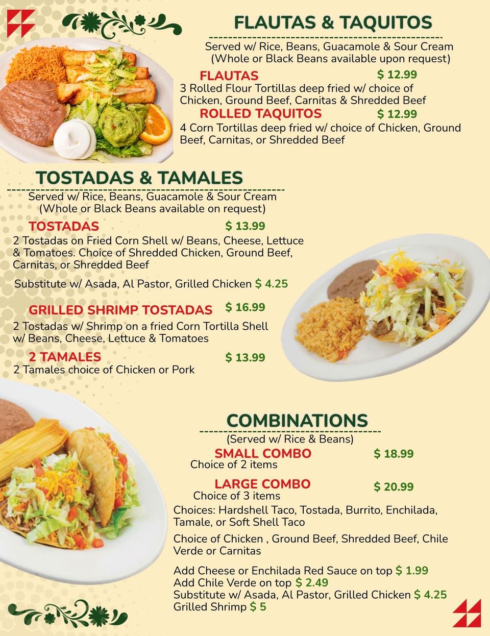 Los garcia menu 05 flautas tamales