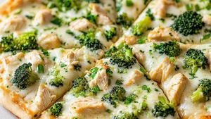 Web1close up of chicken broccoli alfredo pizza. slie o 6cdb6b73 11ac 420e a21f 84150accb051 3 720x405