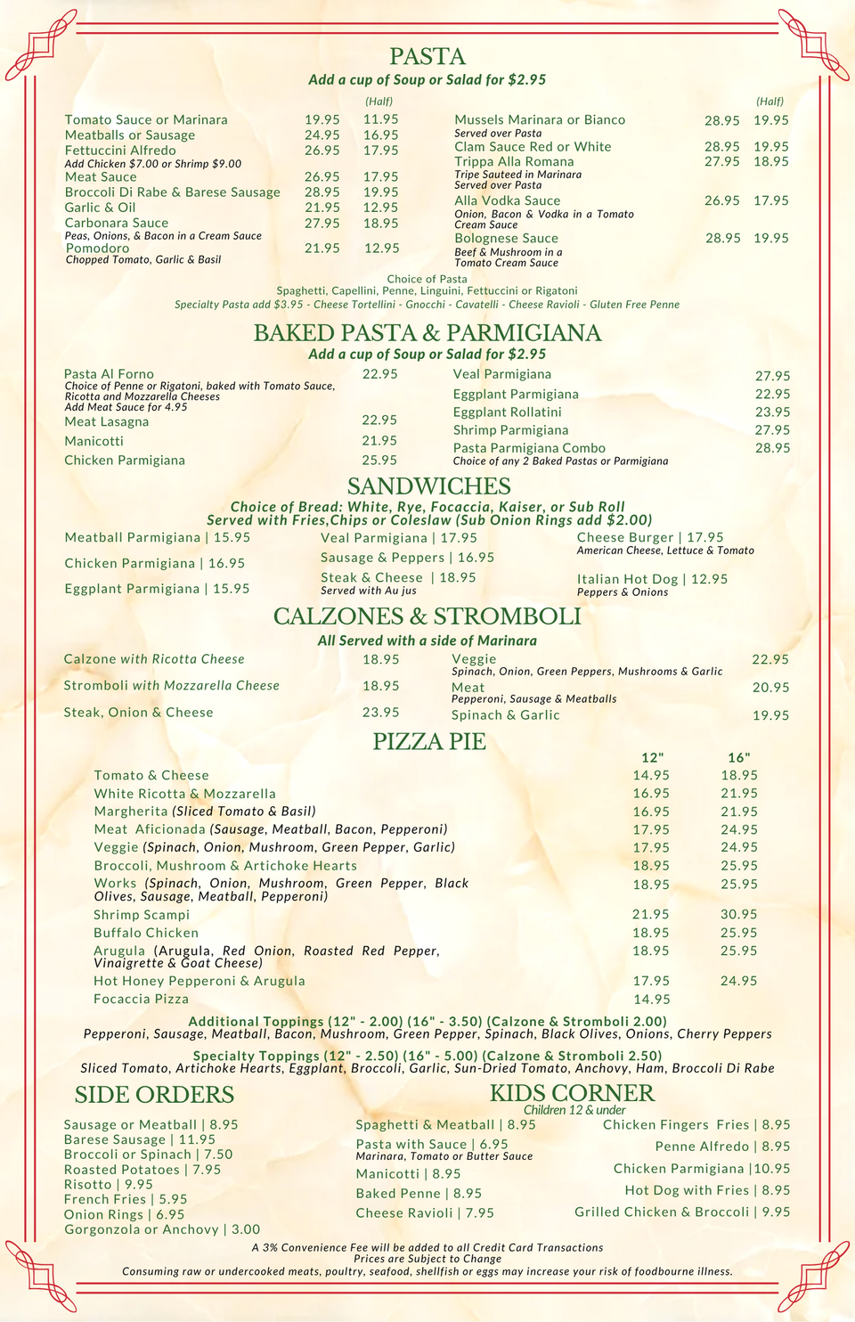 Dinner menu 2025 page 2