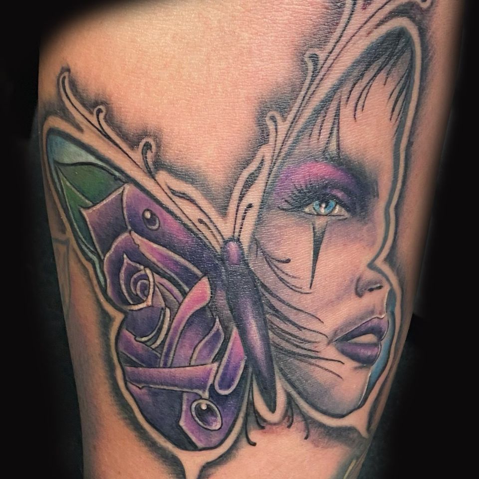 Josh rose face butterfly in progress