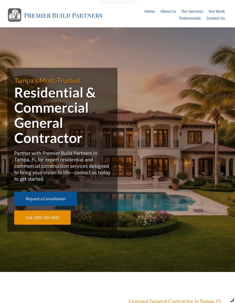 Sample construction website design by NoticeEdge