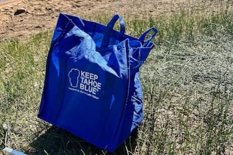 Keep Tahoe Blue bag and pickup stick for litter clean up day after 4th of July 