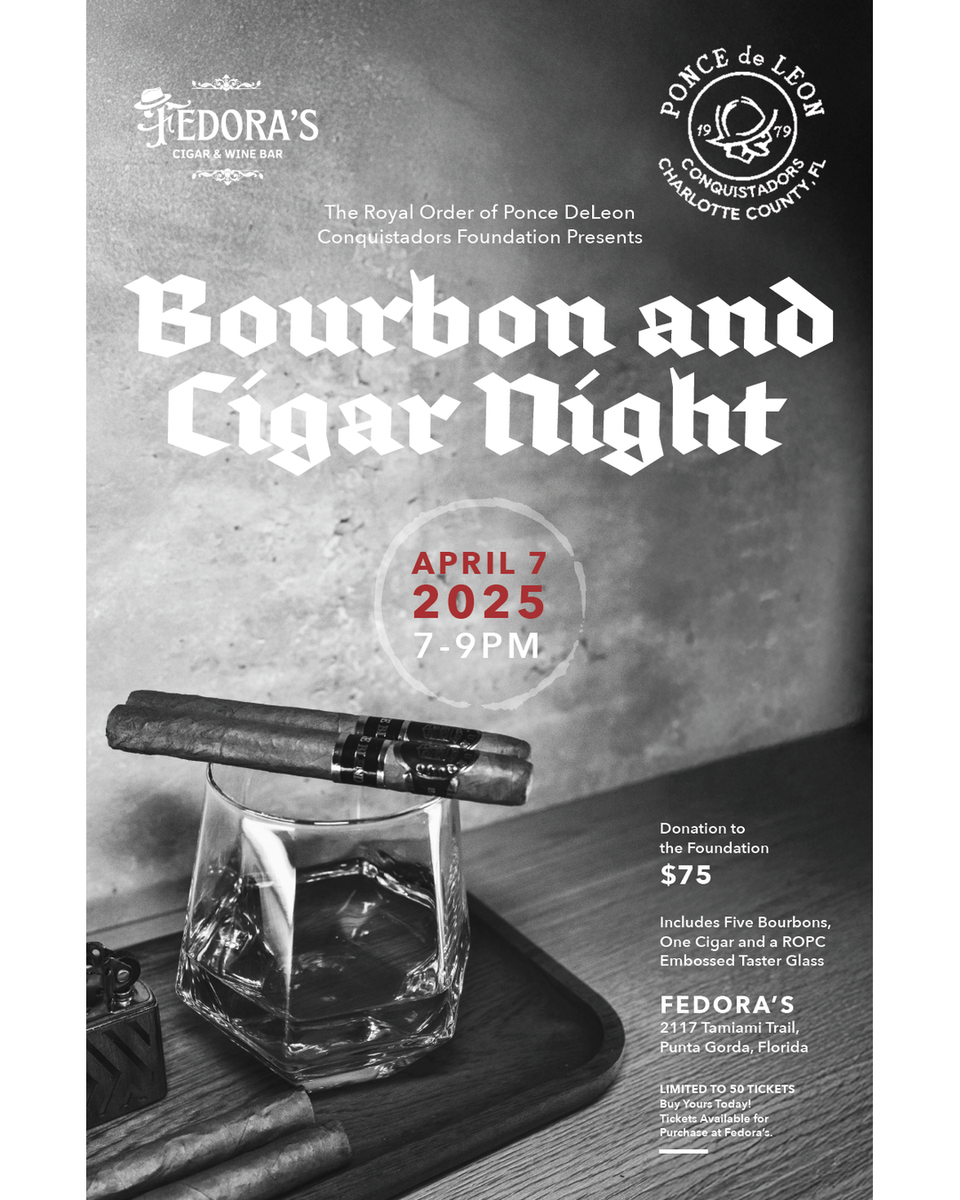 Cigar and bourbon dinner 4.7.25
