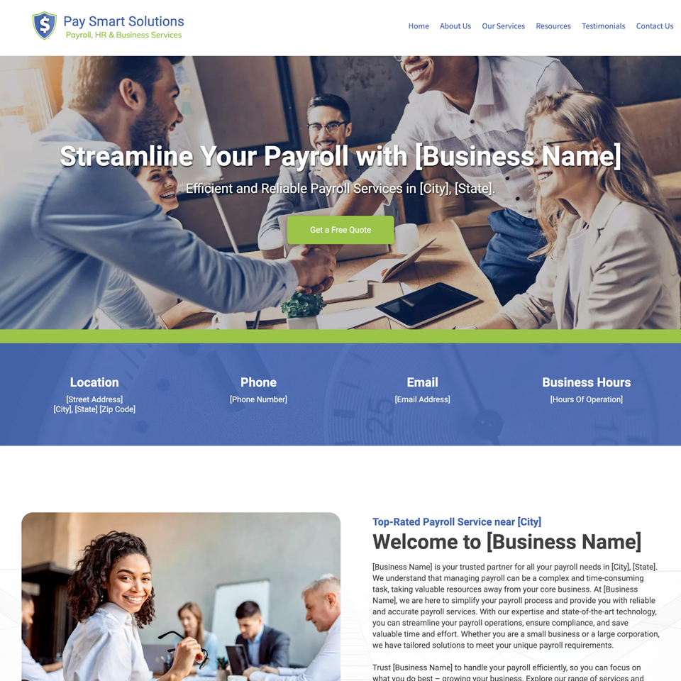 Payroll service website design theme