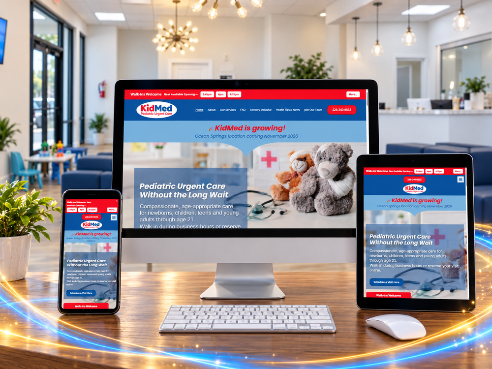 KidMed website displayed across devices