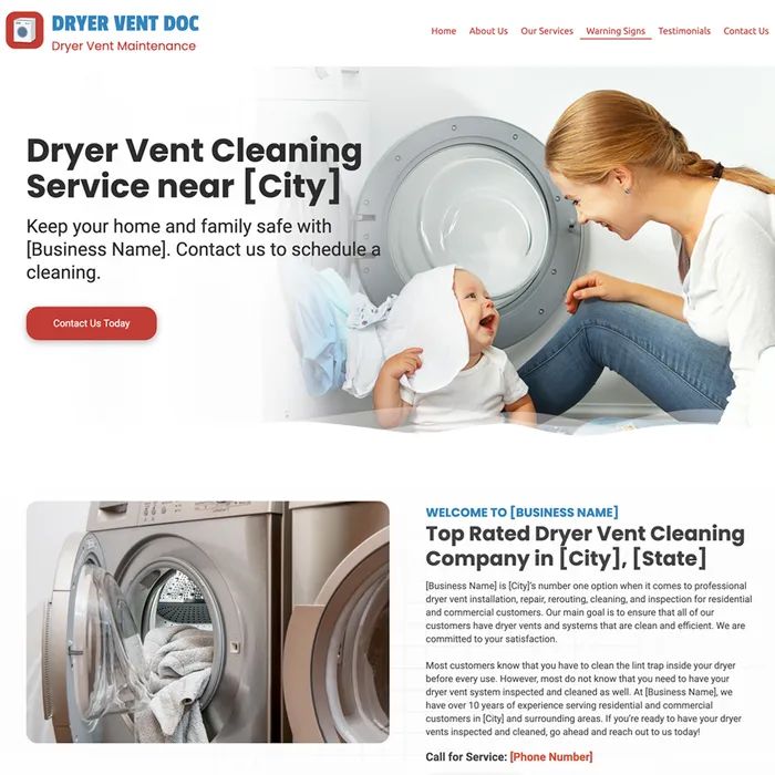 Dryer vent cleaning service website design theme original