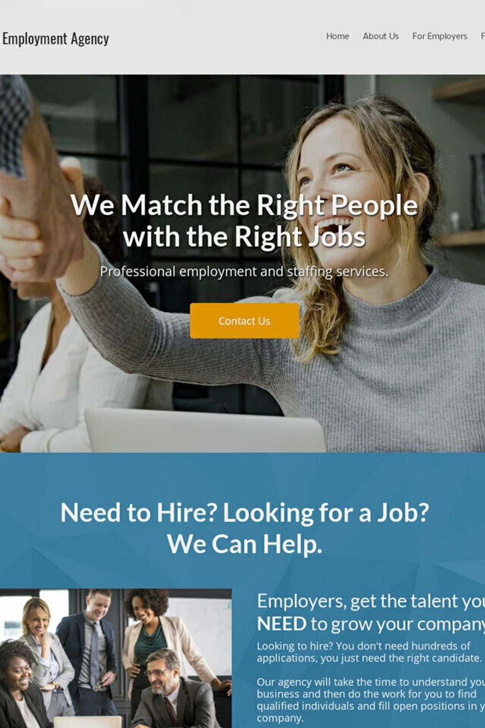 Employment Agency Sample Website Homepage