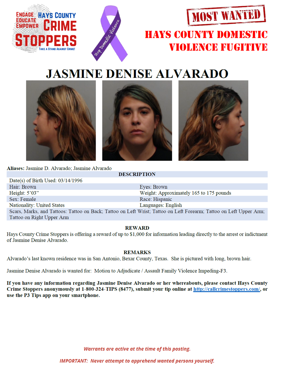 Alvarado most wanted poster