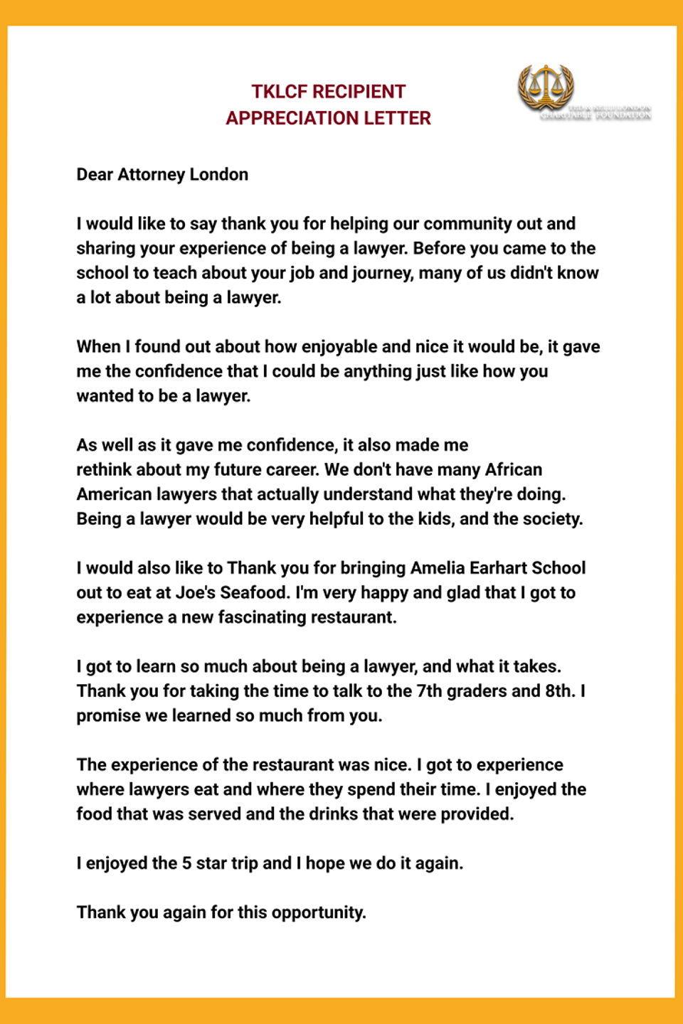 Tklcf appreciation letter 14