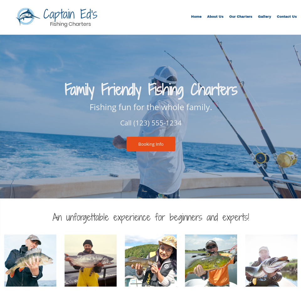 Fishing charter website design theme