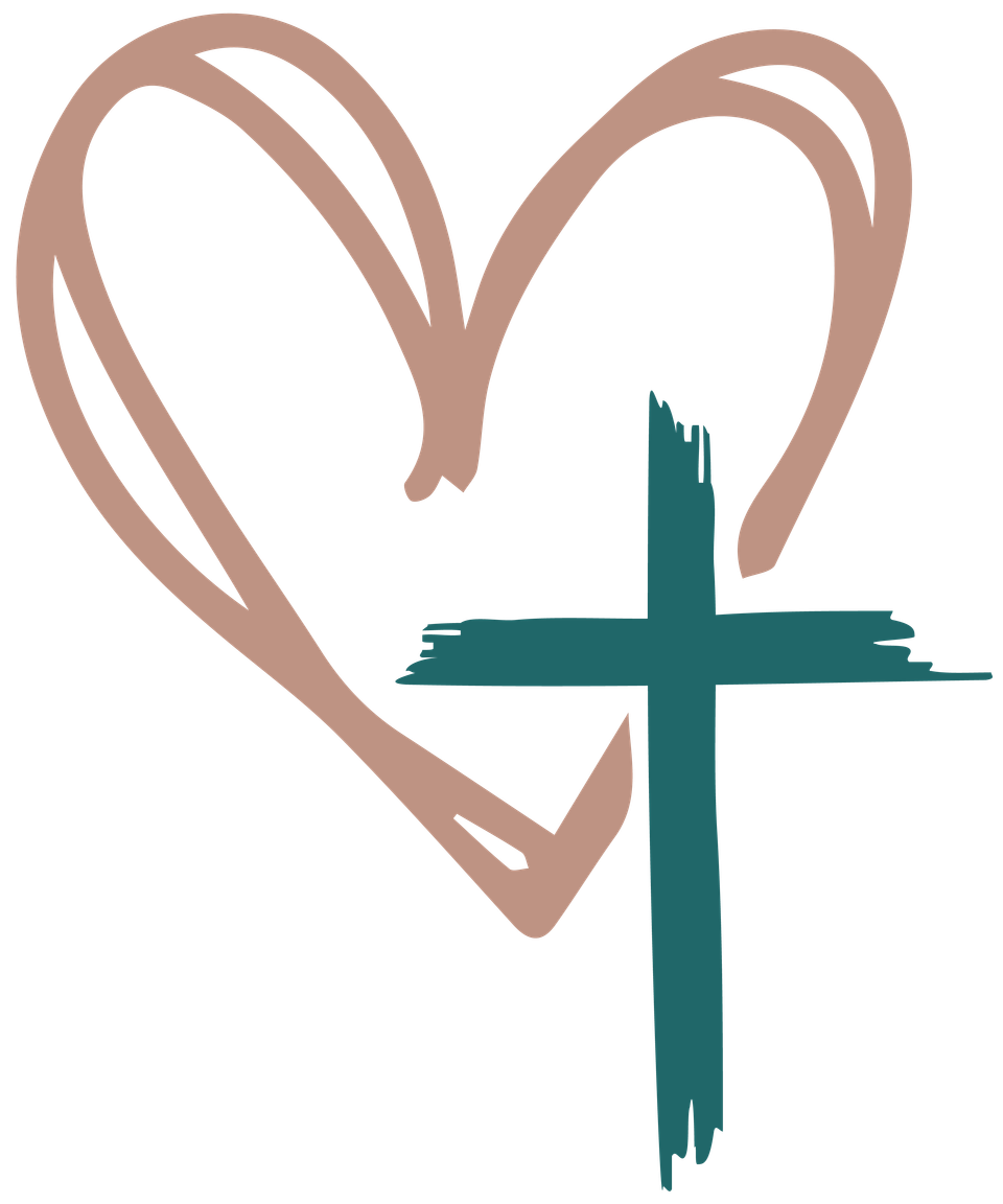 Faith   heart and cross beige and green