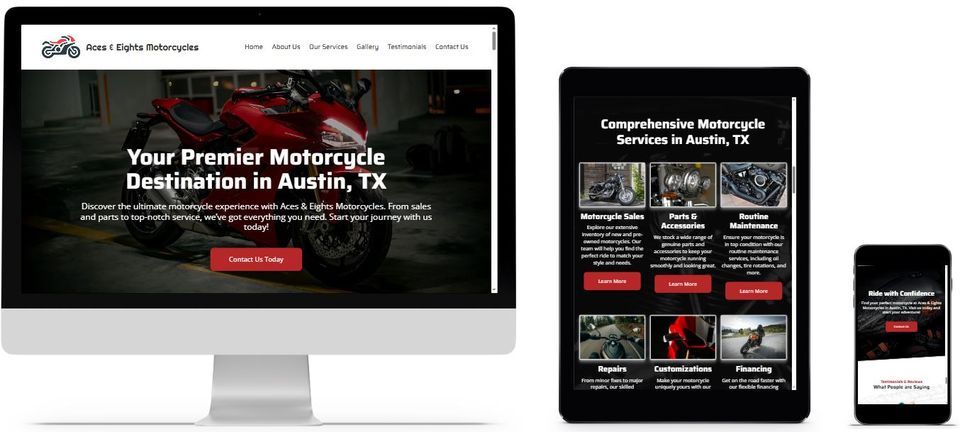Website design for motorcycle repair and custom bike shop