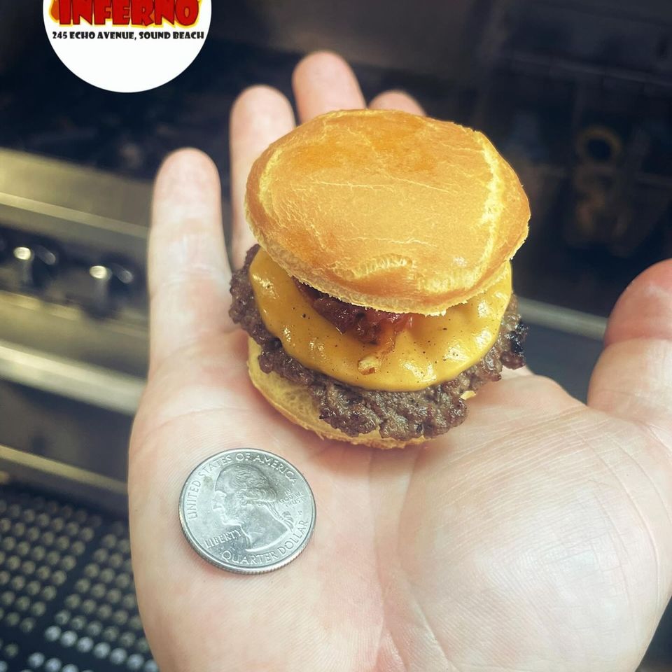Slider burger from Inferno The Restaurant in Sound Beach