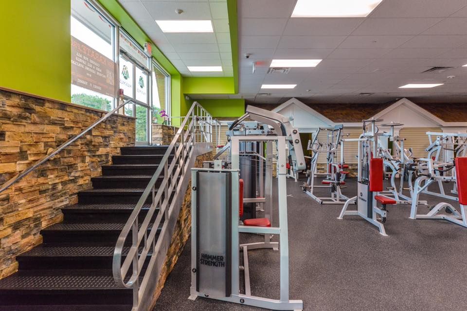 The staircase to either leave or enter Maximus Gym in Riverhead