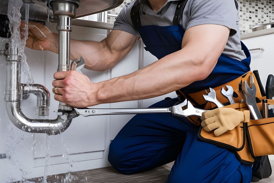Plumber s hand repairing a leaking sink pipe with an 47020868 medium