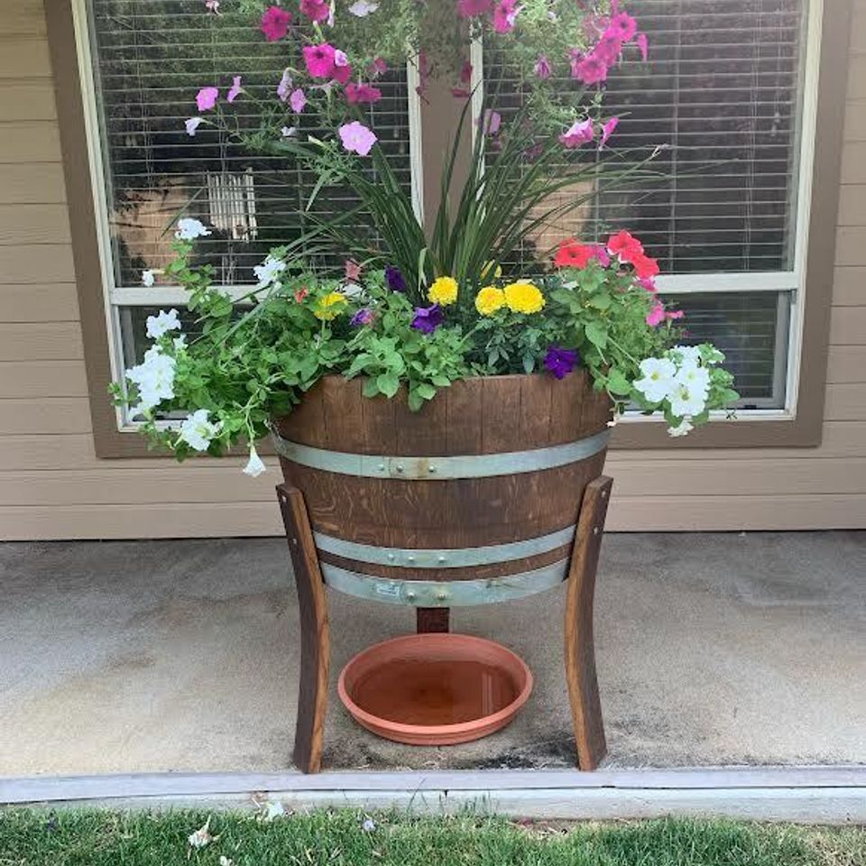 Custom wine barrel planters in boise id
