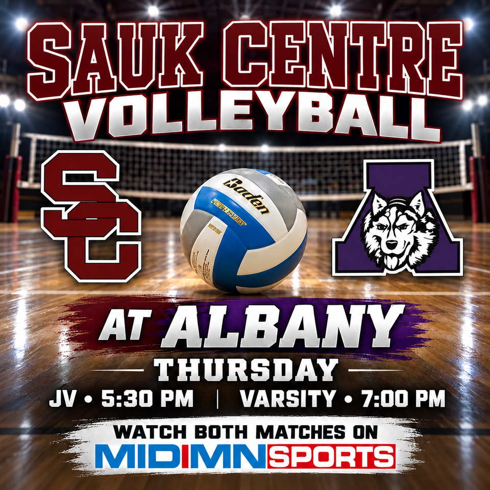 Sauk centre volleyball match poster